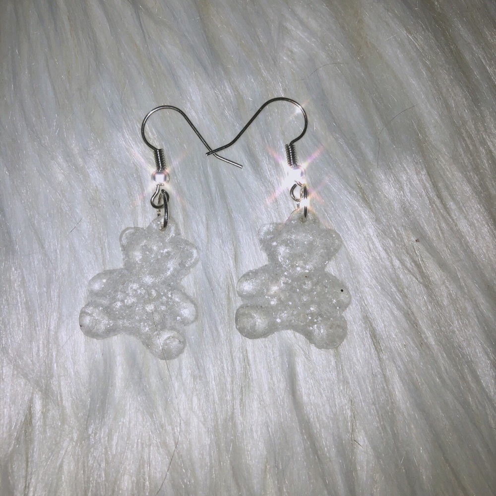 White Sugar Teddy Bear Handmade Earrings